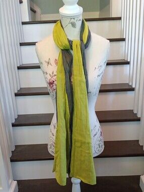 % A/X Armani Exchange Lightweight Chartreuse and Gray Scarf Wrap